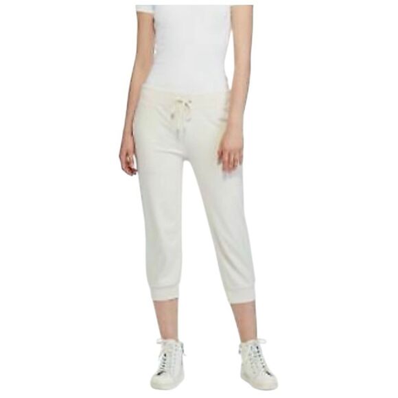 Ralph Lauren ivory beige elastic waist stretch cropped jogger pants SZ M #2504 - Picture 1 of 11